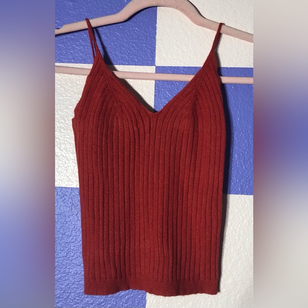 NWT Olivaceous Ribbed Knit Tank in Orange-Red - Size M